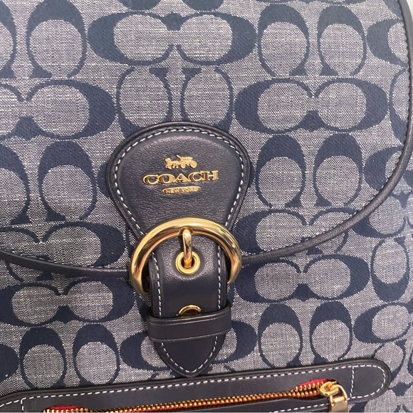 Coach Kleo Signature Chambray Denim Backpack Blue - Picture 2 of 8